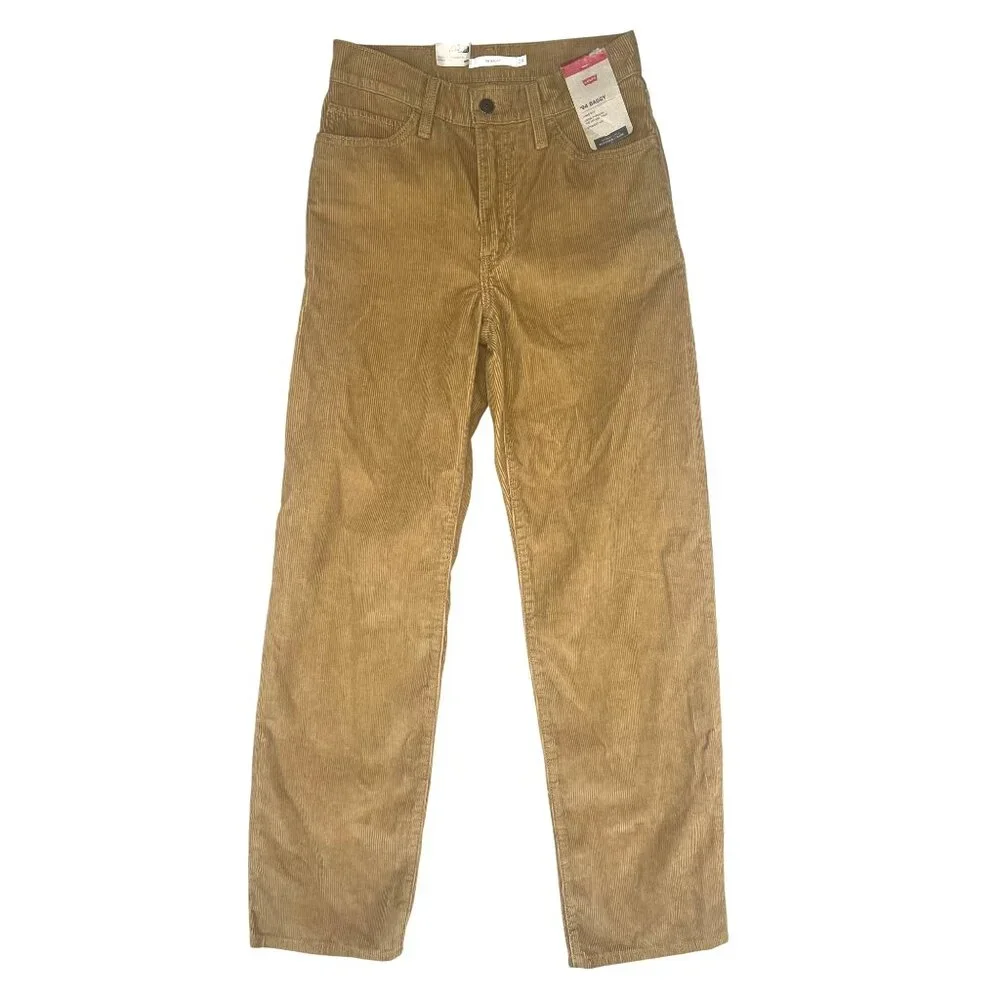 Levis 94 Baggy Corduroy Pants Size 24 Mid Rise Loose Fit Straight Leg Tan Womens - Picture 3 of 15